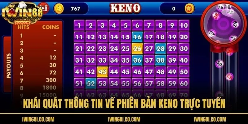 Khái quát thông tin về phiên bản Keno trực tuyến